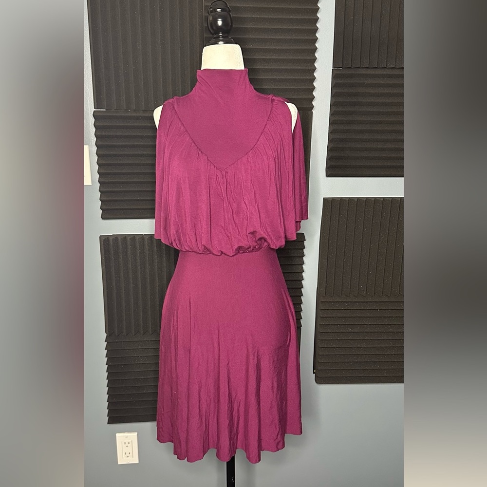 Rachel Pally Mock Turtle Neck Maroon Jersey Dress
